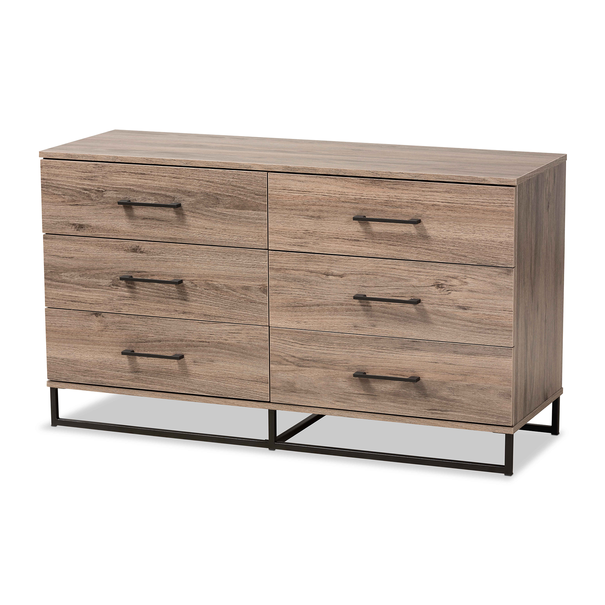 Baxton Studio Daxton Modern and Contemporary Rustic Oak Finished Wood 6-Drawer Dresser